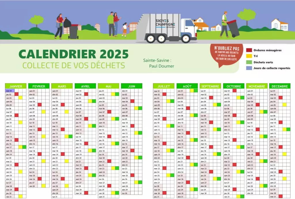 calendrier collecte secteur paul doumer