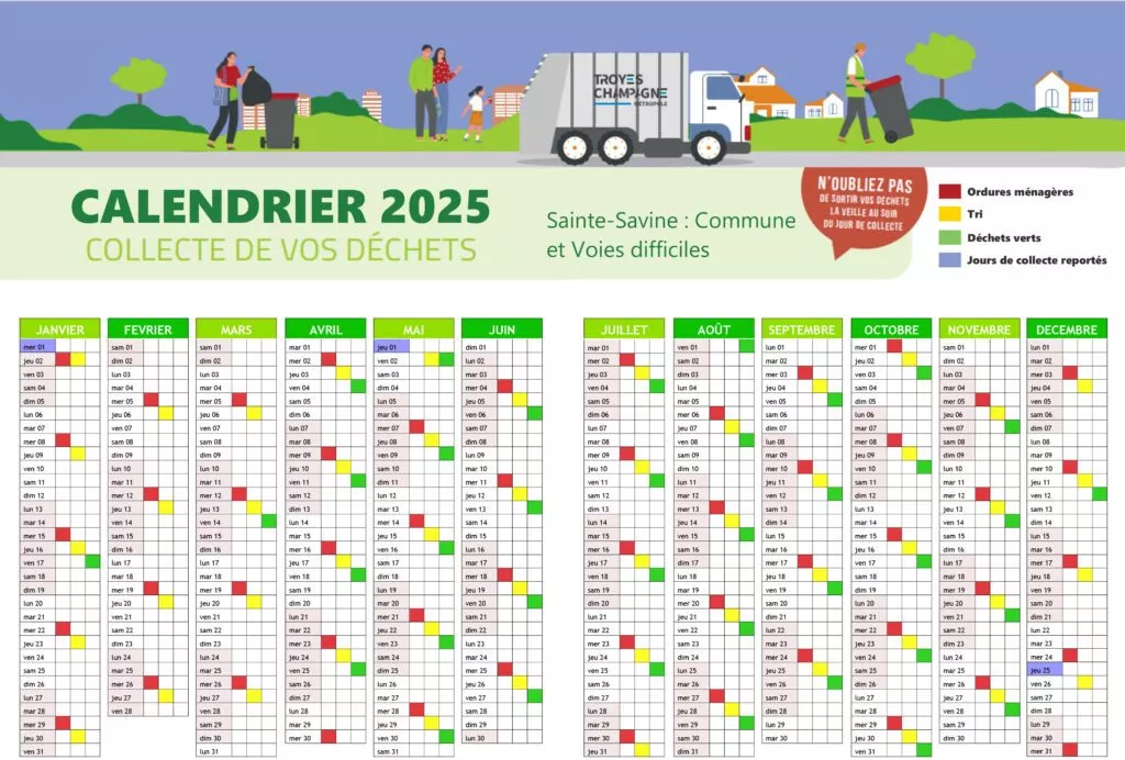 calendrier collecte secteur sainte savine